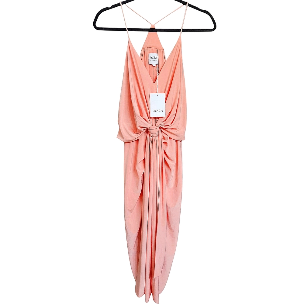 Misa Los Angeles Drapey Summer Bohemian Wedding Midi Dress Large NWT